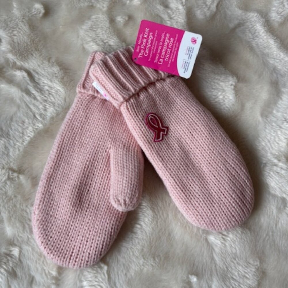 Kootenay Breast Cancer Awareness Pink Ribbon Knit Ladies Mittens Size XS/S NWT